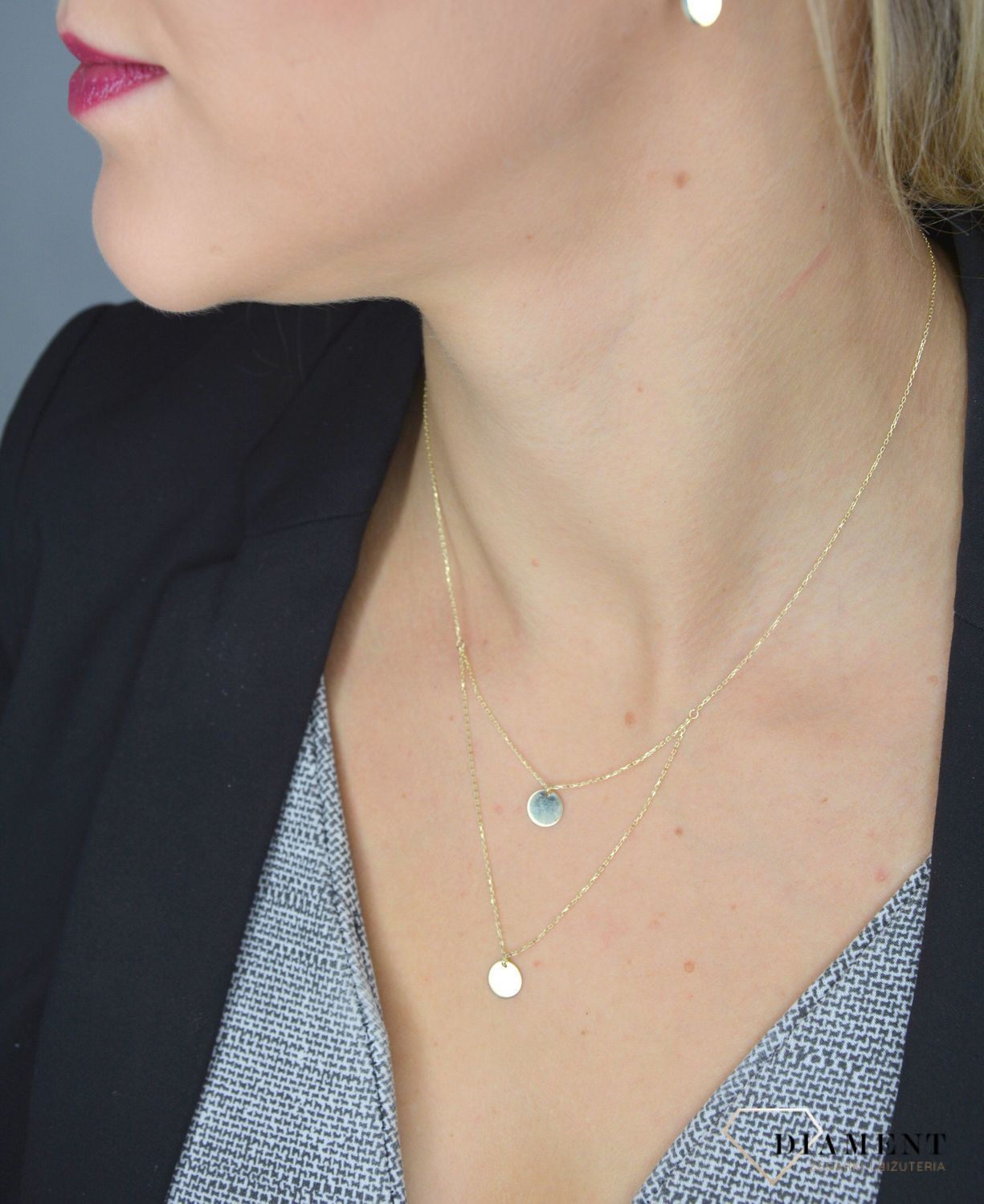 Złote kolczyki 585 wiszące gładkie kółko.jpg